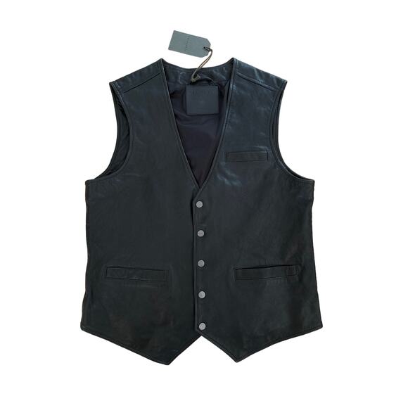 All Saints - Tempo Washed Leather Waistcoat in Black